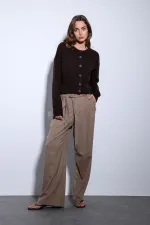 Antioch Coffee Slit Knitted Women's Sweater