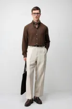 Antioch Coffee Linen Blend Relaxed Fit Men's Shirt