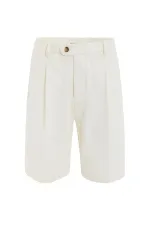 Antioch Ekru Yüksek Bel Pileli Erkek Şort