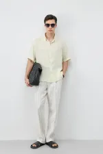 Chemise homme Antioch jaune 100 % lin coupe décontractée