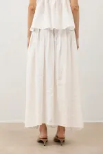 Jupe drapée blanc cassé Antioch pour femme