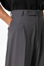 Antioch Anthracite Baggy High-Waisted Men's Fabric Trousers