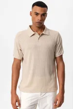 Antioch Bej Slim Fit Polo Yaka Erkek T-Shirt