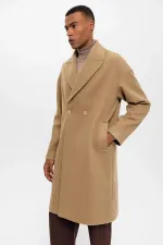 Antioch Dark Beige Oversize Double-Breasted Men's Coat