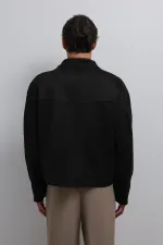 Antioch Siyah Fermuarlı Suni Süet Erkek Mont