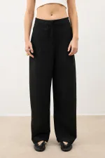 Antioch Siyah Pensli Geniş Paça Kadın Pantolon