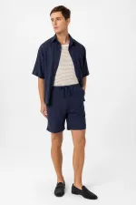 Short pour homme Antioch en lin mélangé bleu marine
