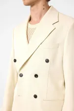 Antioch Ekru Relax Fit Kruvaze Erkek Blazer Ceket