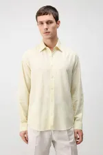 Chemise homme Antioch jaune en lin mélangé, coupe décontractée
