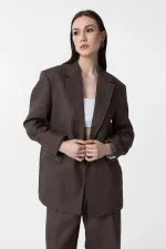 Antioch Coffee 100% Linen Women's Blazer Jacket