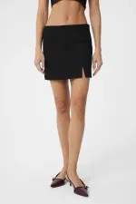Antioch Siyah Yırtmaçlı Kadın Mini Etek