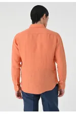 Antioch Salmon Collar Button Detail 100% Linen Men's Shirt