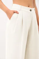 Antioch Ecru Pleated Palazzo Women's Trousers