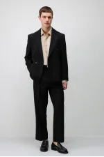 Veste blazer Antioch noire à double boutonnage et coupe décontractée pour homme