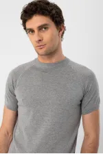 Antioch Gri Melanj Bisiklet Yaka Triko T-Shirt