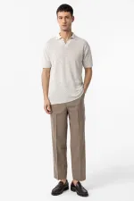 T-shirt en maille texturée à col polo Antioch Natur pour homme