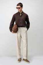 Pantalon homme Antioch Stone Lyocell coupe décontractée à plis