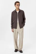 Antioch Kahve Relax Fit Liyosel Kumaş Erkek Gömlek