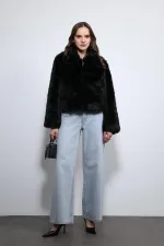 Antioch Siyah Peluş Görünümlü Mont