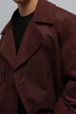 Antioch Bordo Relax Fit Erkek Trençkot