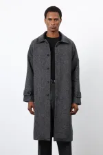 Antioch Black Wool Blend Contrast Collar Men's Coat
