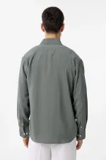 Antioch Haki Modal Kumaş Relax Fit Erkek Gömlek