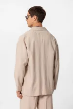 Antioch Bej Oversize Astarsız Erkek Blazer Ceket