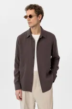 Antioch Kahve Relax Fit Liyosel Kumaş Erkek Gömlek