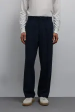 Antioch Açık Lacivert Relax Fit Baggy Pilili Erkek Pantolon