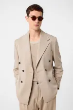 Veste blazer homme Antioch beige foncé coupe décontractée à double boutonnage