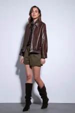 Veste bomber en similicuir Antioch Coffee