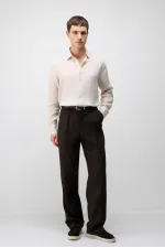 Antioch Bej 100% Keten Relax Fit Erkek Gömlek