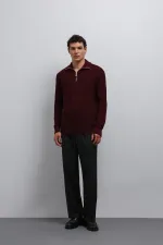 Pull en maille zippé Antioch bordeaux pour homme