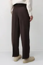 Antioch Kahve Pileli Relaxed Fit Erkek Pantolon