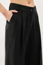 Antioch Black Pleated Palazzo Women's Trousers