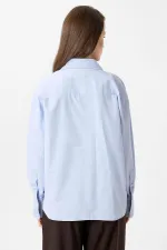 Antioch Mavi Kadın Basic Poplin Gömlek