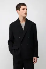Veste blazer pour homme Antioch en mélange modal noir, coupe décontractée