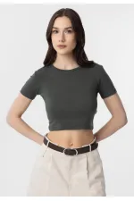 Antioch Haki Crop Kadın T-Shirt