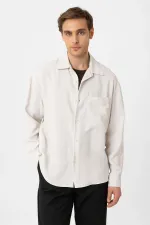 Antioch Ekru Relax Fit Modal Kumaş Erkek Gömlek