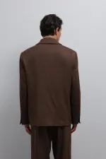 Veste blazer homme Antioch Coffee Relax Fit à double boutonnage