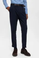 Antioch Lacivert Kemerli Double Paça Pantolon