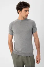 Antioch Gri Melanj Bisiklet Yaka Triko T-Shirt