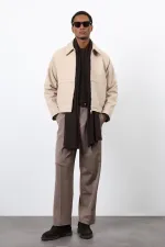 Antioch Bej Regular Fit Dokulu Erkek Mont