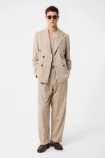 Veste blazer homme Antioch beige foncé coupe décontractée à double boutonnage