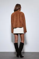 Veste en fausse fourrure boutonnée ornée de café Antioch