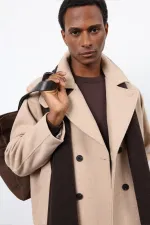 Antioch Beige Double-Breasted Short Men's Coat