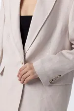 Antioch Beige 100% Linen Women's Blazer Jacket