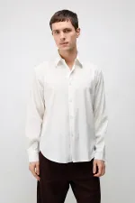 Antioch Ecru Modal Blend Textured Men's Shirt