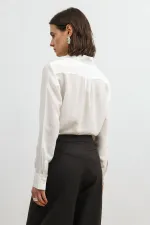 Antioch Ecru 100% Lyocell Striped Women's Shirt with Handkerchief