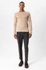 Antioch Bej Bisiklet Yaka Slim Fit Triko Kazak